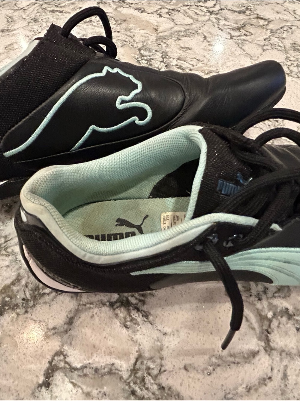 Puma Womens Black and Mint Athletic Shoes